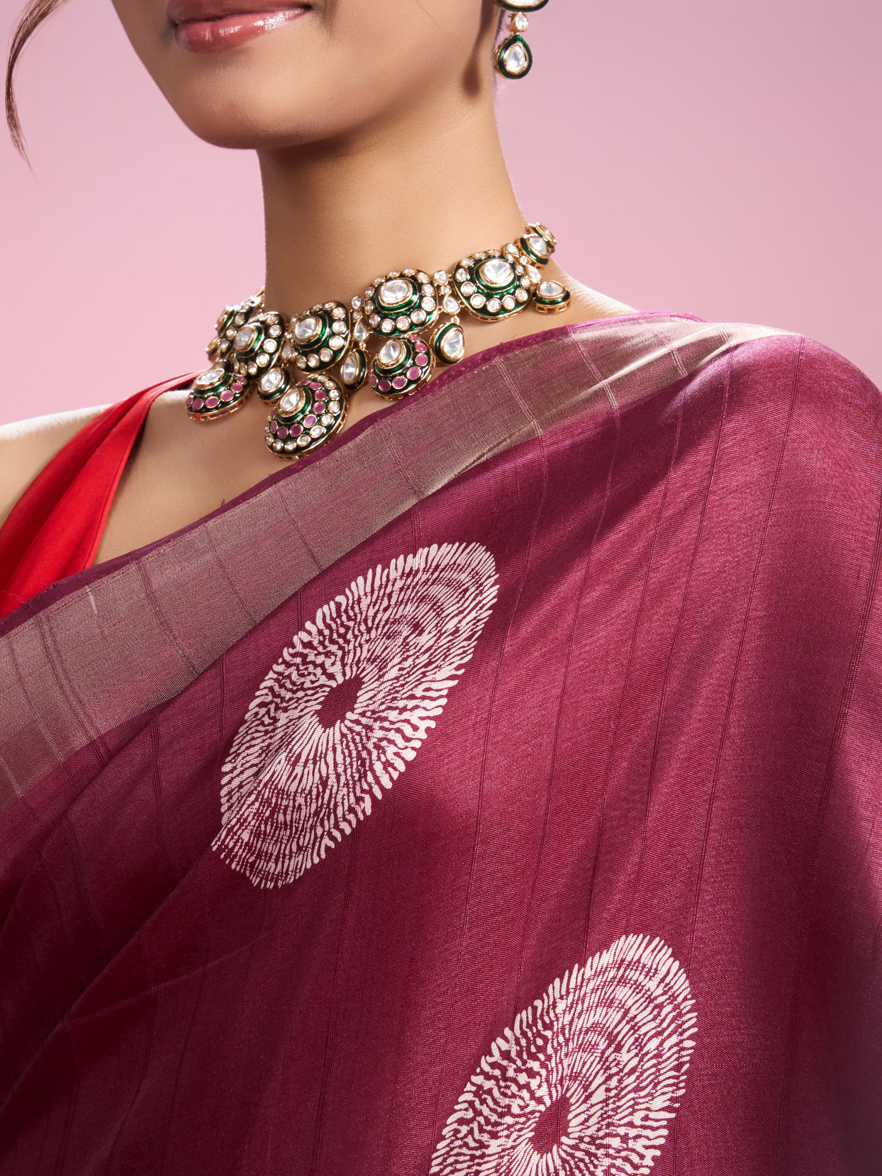 Mohey Women Radiant Wine Saree for Celebrations