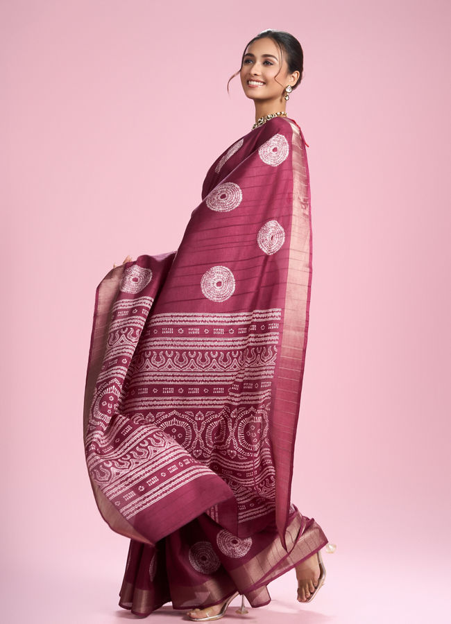 Mohey Women Radiant Wine Saree for Celebrations
