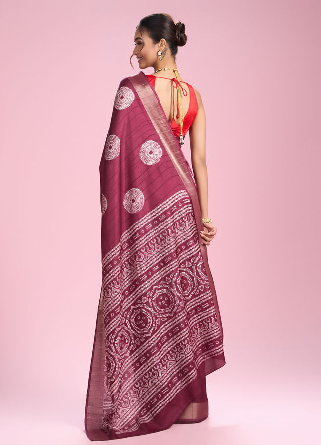 Mohey Women Radiant Wine Saree for Celebrations