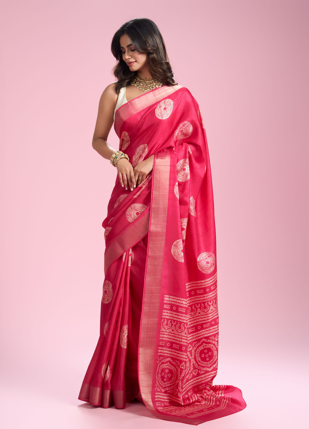 Mohey Women Radiant Pink Elegance Saree