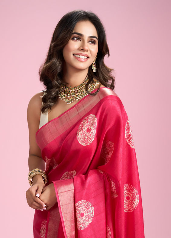 Mohey Women Radiant Pink Elegance Saree