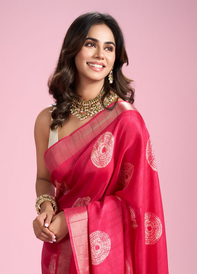 Mohey Women Radiant Pink Elegance Saree