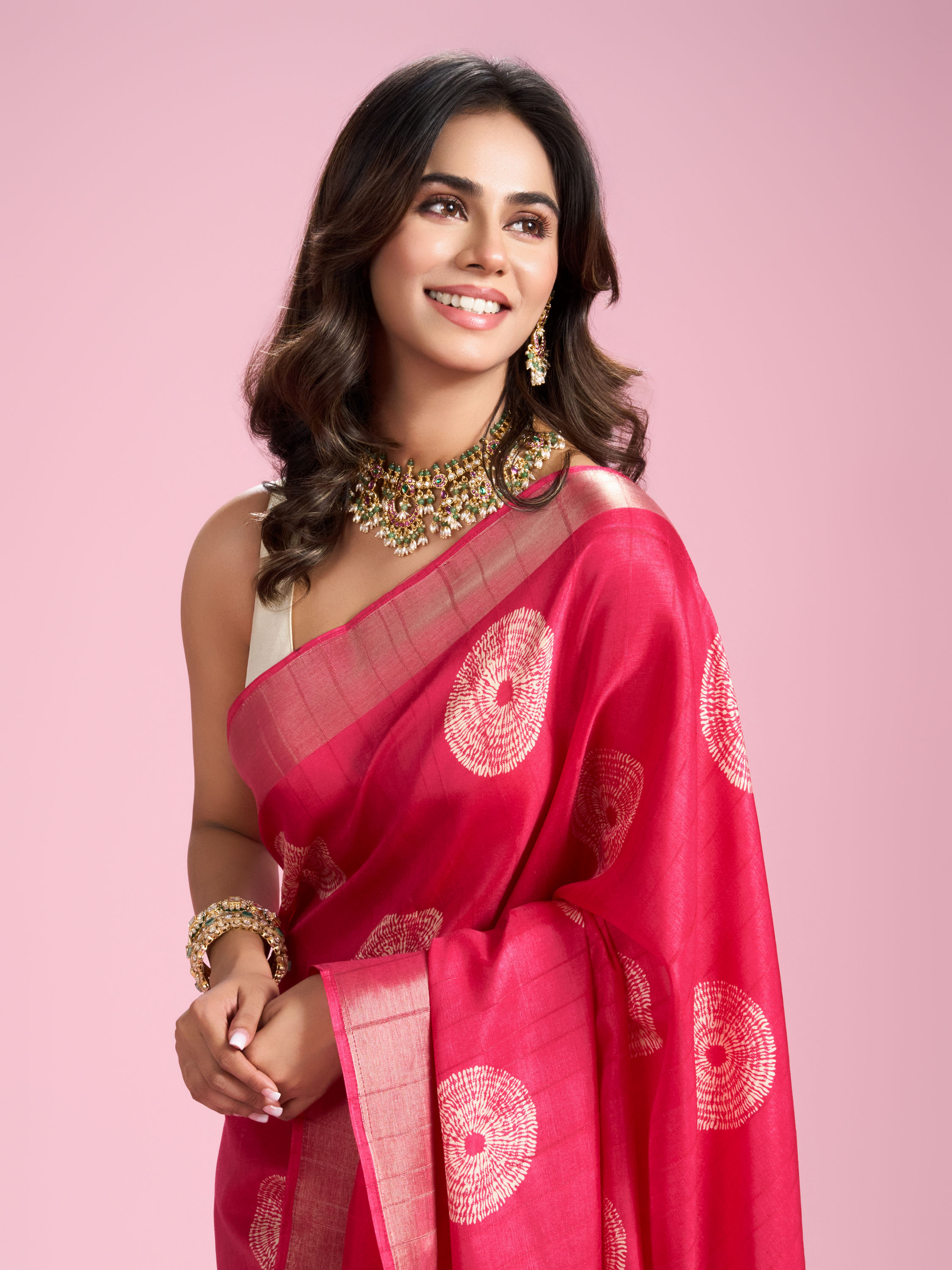 Mohey Women Radiant Pink Elegance Saree