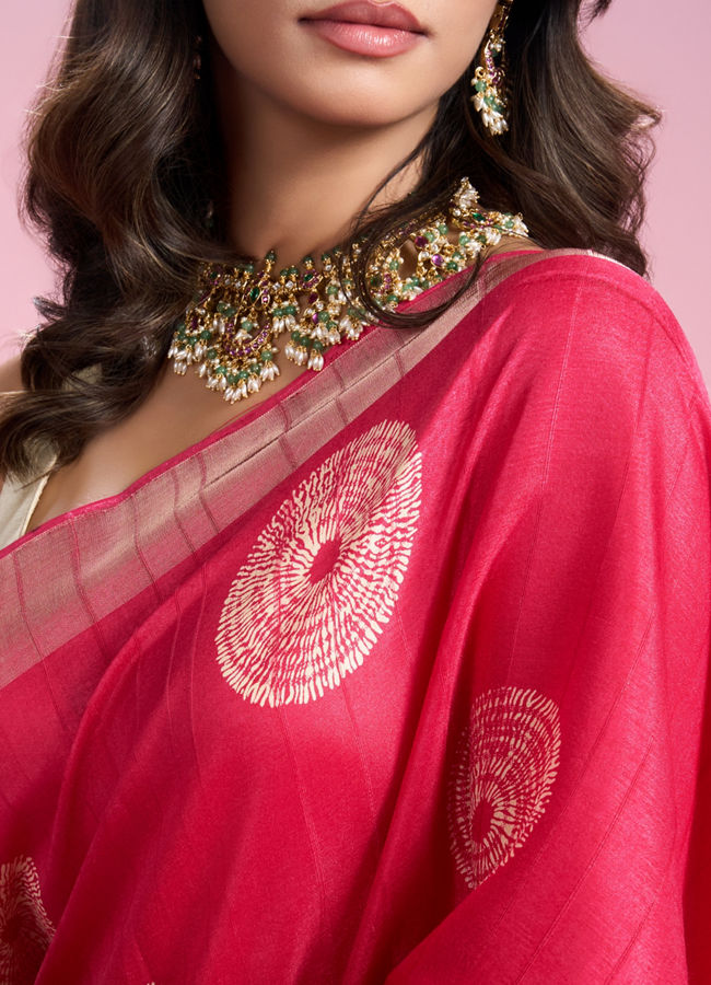 Mohey Women Radiant Pink Elegance Saree