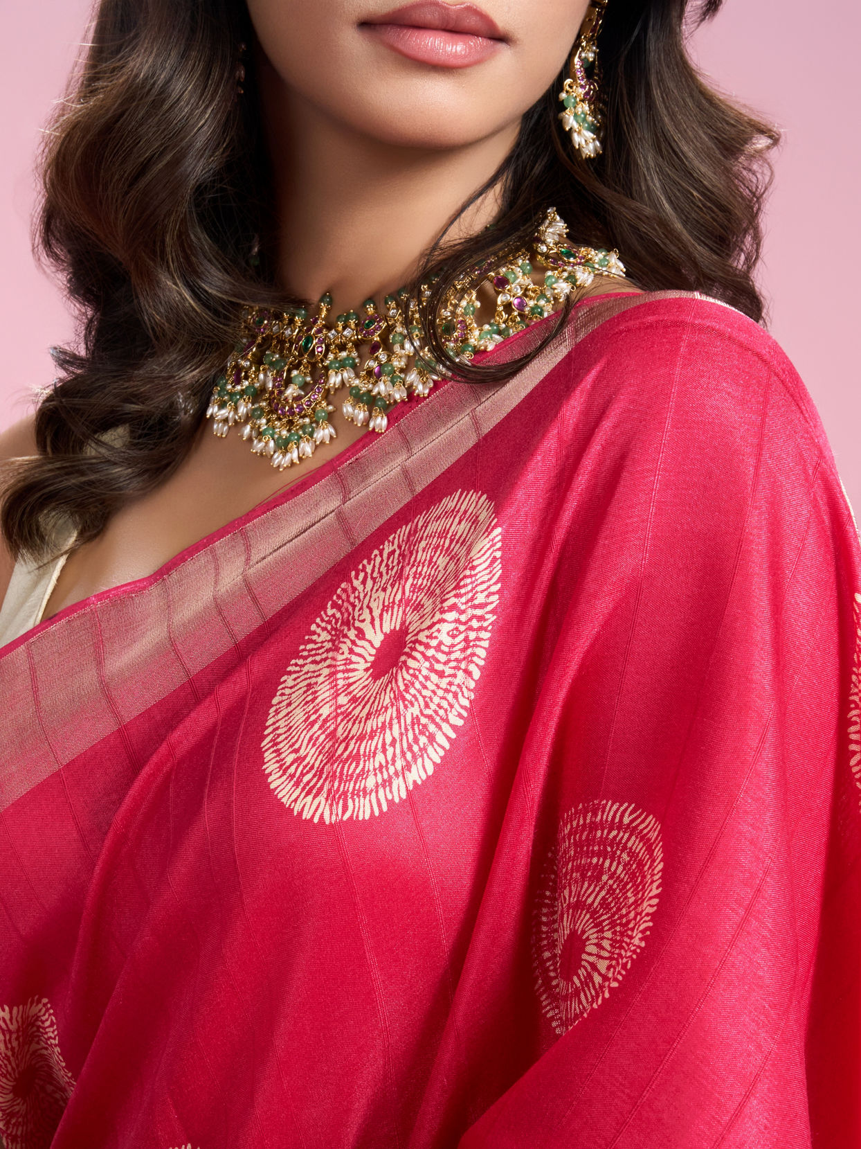 Mohey Women Radiant Pink Elegance Saree