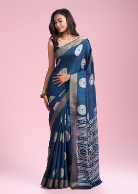 Mohey Women Enthralling Azure Elegance Saree