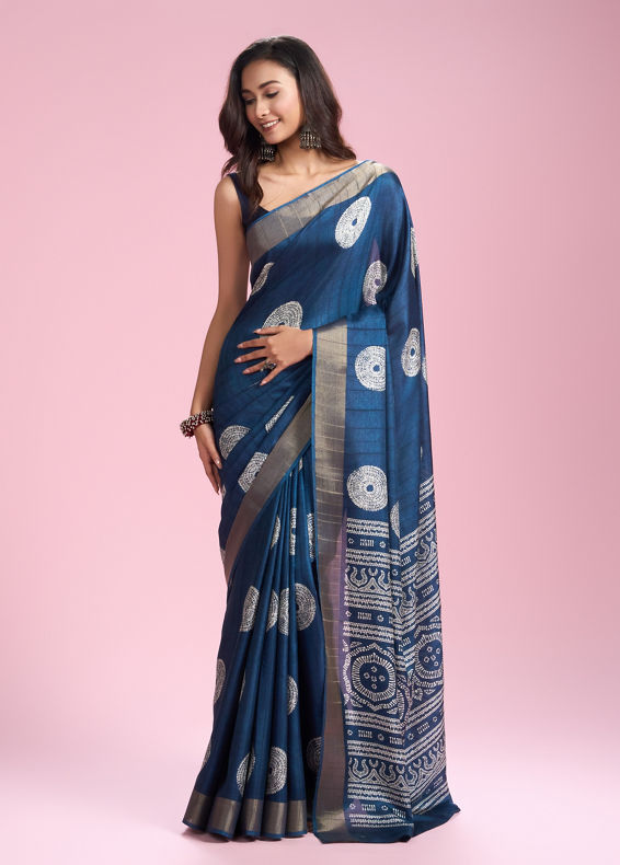 Mohey Women Enthralling Azure Elegance Saree