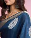 Mohey Women Enthralling Azure Elegance Saree