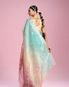 Mohey Women Pink Organza Splendour Saree