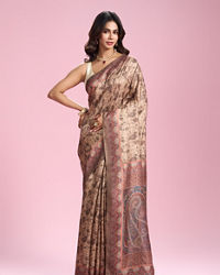Mohey Women Beige Art Silk Saree