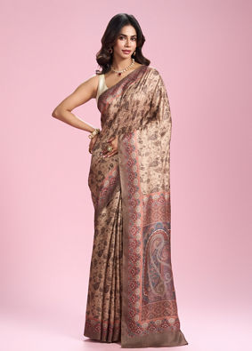 Mohey Women Beige Weave Saree