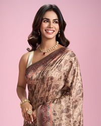 Mohey Women Beige Art Silk Saree