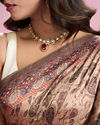 Mohey Women Beige Art Silk Saree