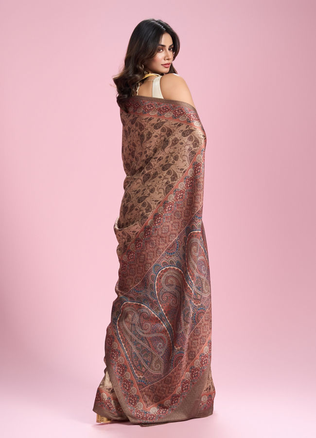 Mohey Women Beige Art Silk Saree
