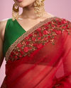 Mohey Women Radiant Red Chiffon Saree