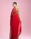 Mohey Women Radiant Red Chiffon Saree