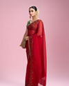 Mohey Women Radiant Red Chiffon Saree