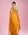Mohey Women Mustard Yellow Chiffon Saga Saree