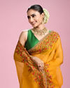 Mohey Women Mustard Yellow Chiffon Saga Saree