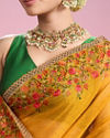 Mohey Women Mustard Yellow Chiffon Saga Saree