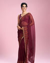 Mohey Women Wine Toned Celebration Saree