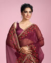 Mohey Women Wine Toned Celebration Saree