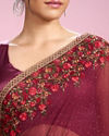 Mohey Women Wine Toned Celebration Saree