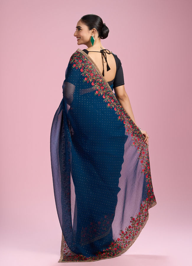 Mohey Women Azure Chiffon Elegance Saree