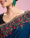 Mohey Women Azure Chiffon Elegance Saree
