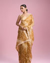 Mohey Women Sun kissed Mustard Yellow Organza Saree