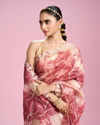 Mohey Women Pink Organza Saree
