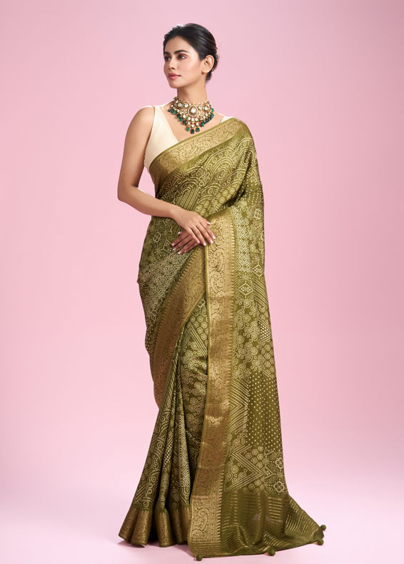 Mohey Women Mehandi Green Elegance Saree