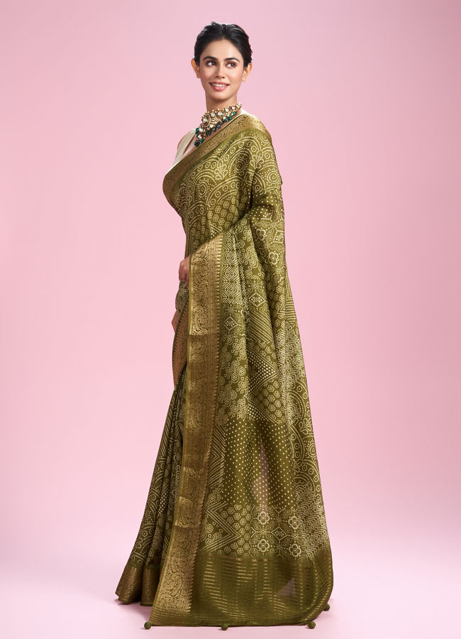 Mohey Women Mehandi Green Elegance Saree