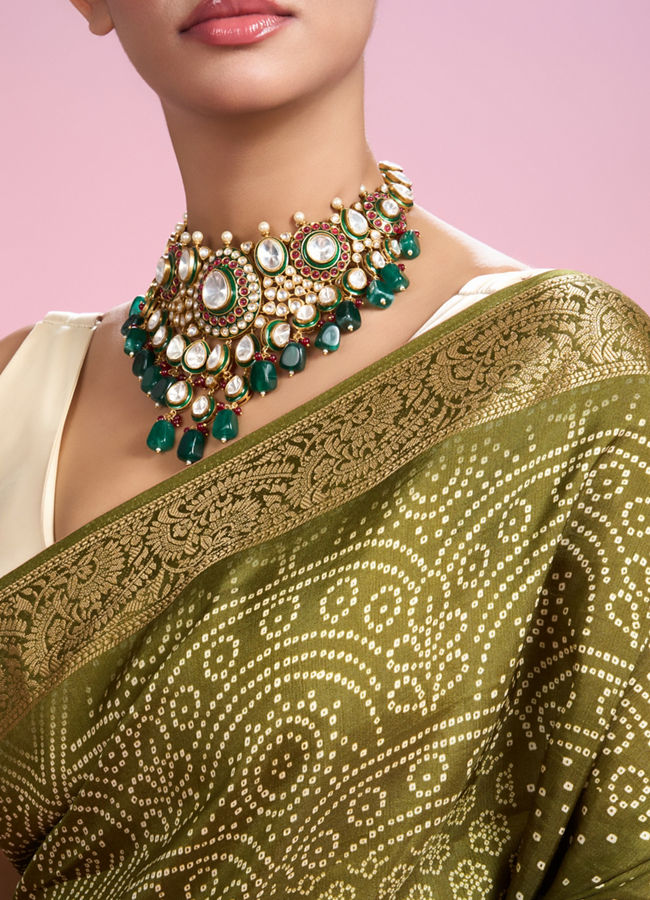 Mohey Women Mehandi Green Elegance Saree