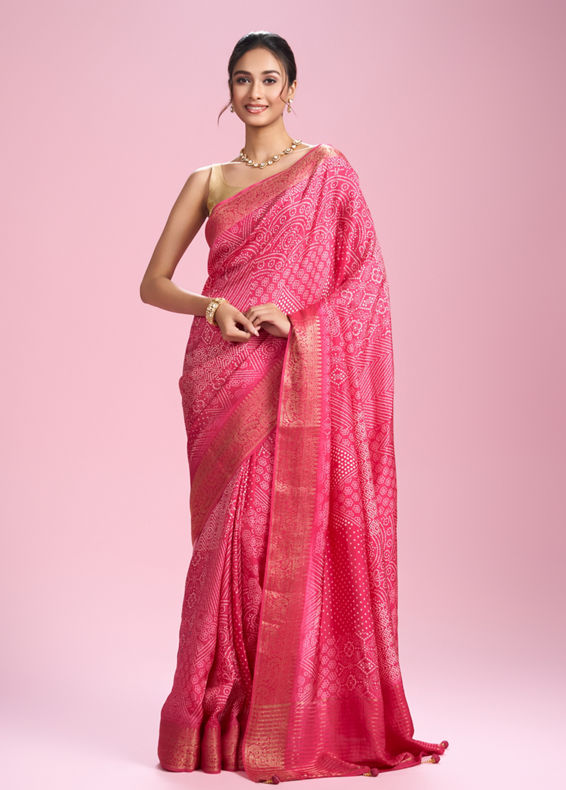 Mohey Women Rani Pink Radiance Saree