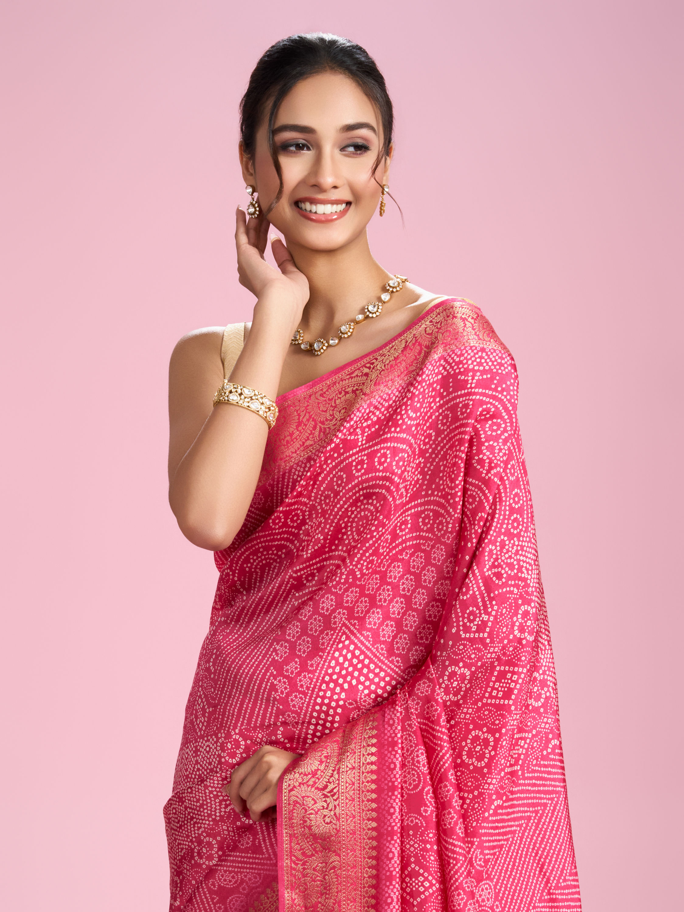 Mohey Women Rani Pink Radiance Saree