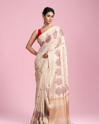 Mohey Women Cream Dream Elegance Saree