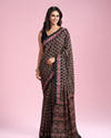 Mohey Women Black Embellished Satin Saree