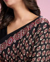 Mohey Women Black Embellished Satin Saree