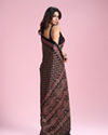 Mohey Women Black Embellished Satin Saree