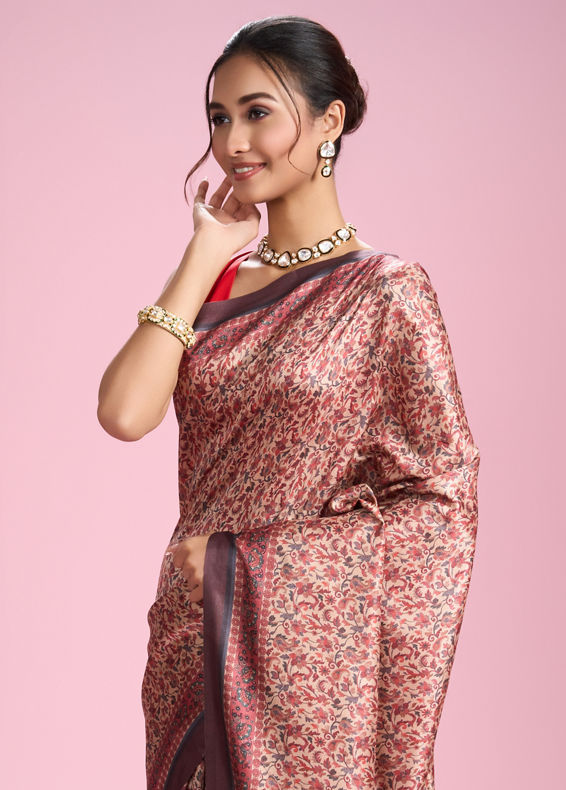 Mohey Women Glamorous Fawn Elegance Saree