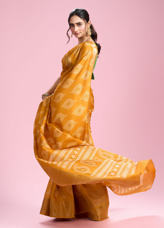 Mohey Women Radiant Mustard Yellow Saree