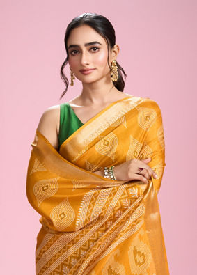 Mohey Women Radiant Mustard Yellow Saree