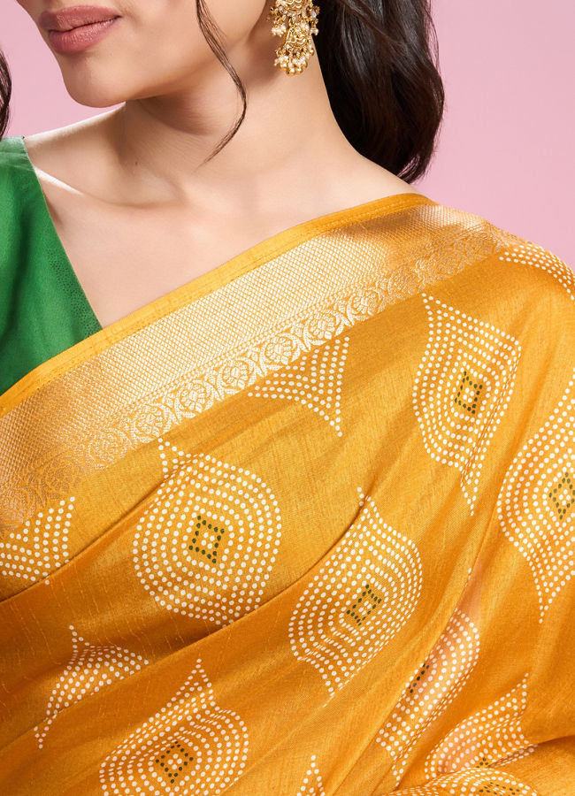 Mohey Women Radiant Mustard Yellow Saree