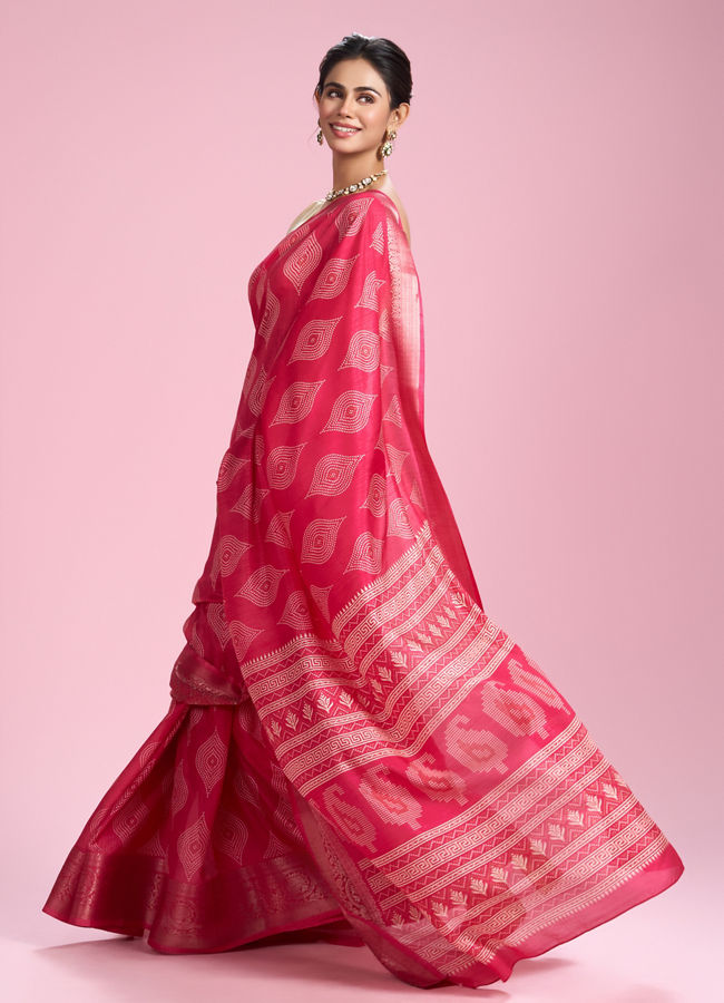 Mohey Women Pink Artistic Fiesta Saree