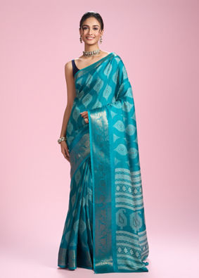 Mohey Women Ravishing Rama Green Saree