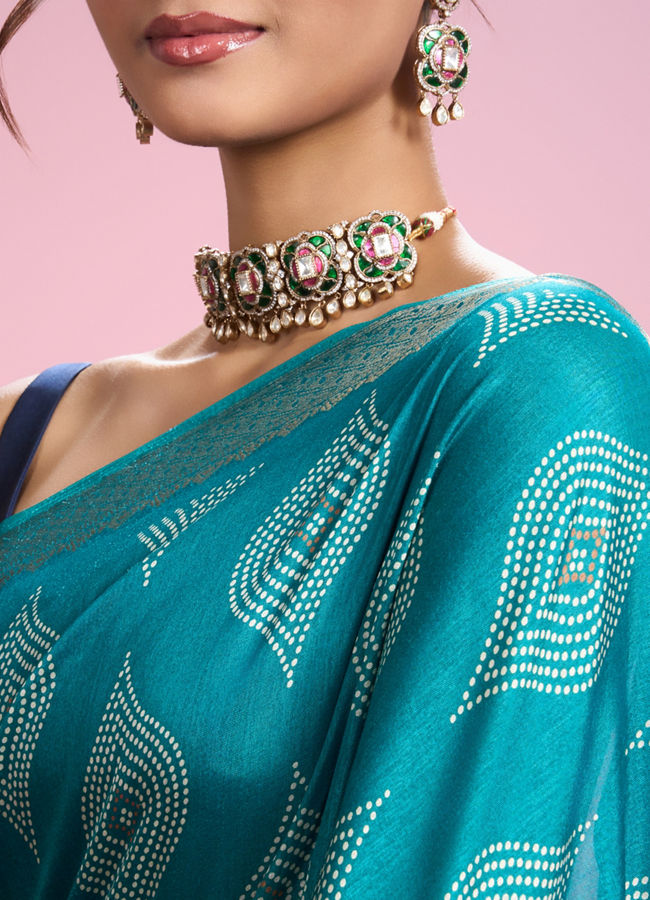 Mohey Women Ravishing Rama Green Saree