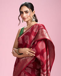 Mohey Women Rust Red Elegance Saree