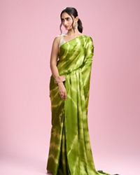 Mohey Women Emerald Satin Elegance Saree
