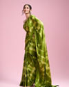 Mohey Women Emerald Satin Elegance Saree